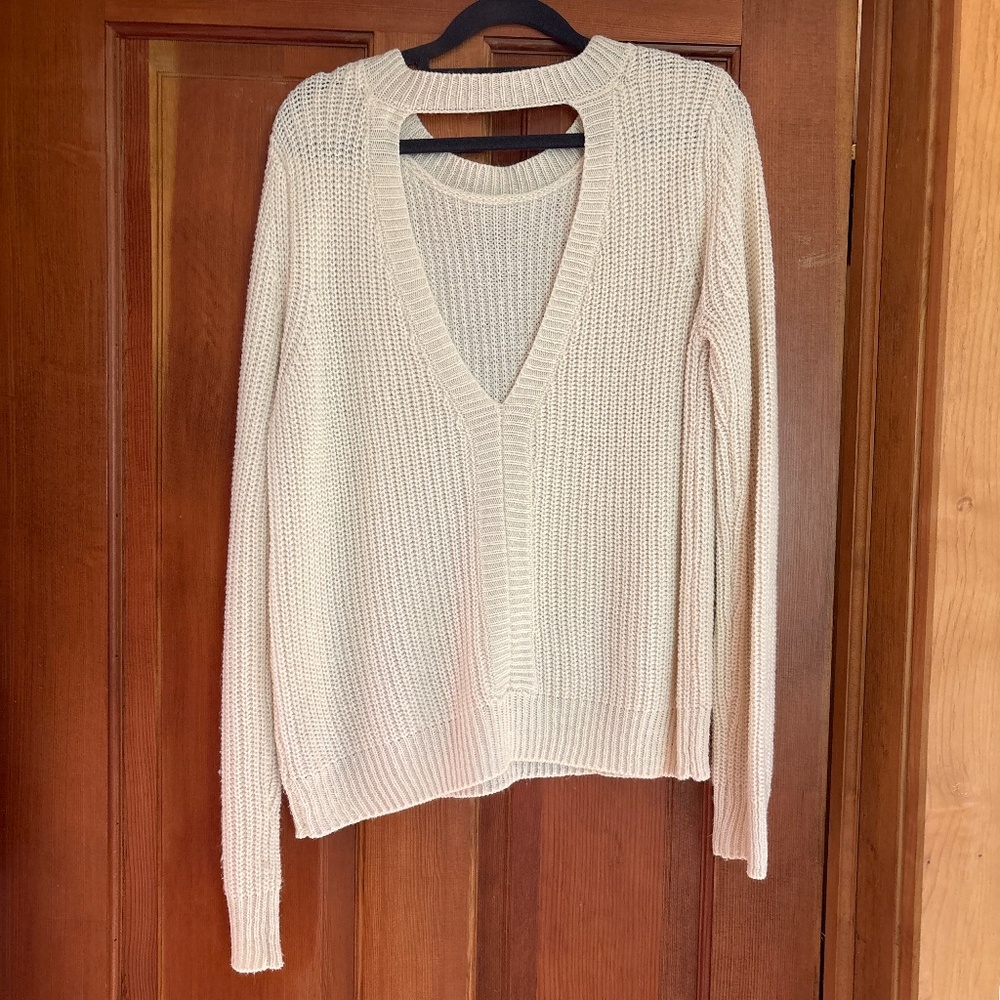 Jack by BB Dakota Open-back crew knit sweater off-white